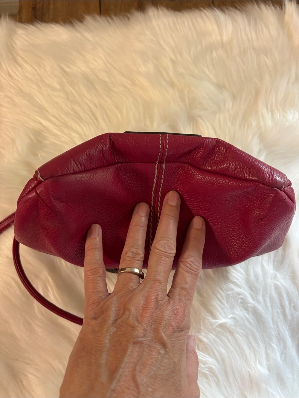 Tignanello Deep Raspberry Pebbled Leather Crossbody - Picture 5 of 6